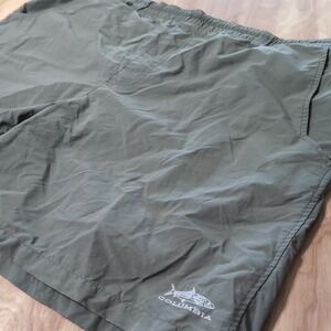 Columbia PFG Packable Shorts Swim Trunks Men XL Olive Green Summer Zip Pocket